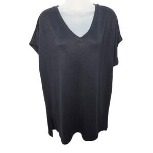 Orvis Dolman Sleeve V Neck Tee Shirt Womens XL Black Boxy Relaxed Minimalist Top